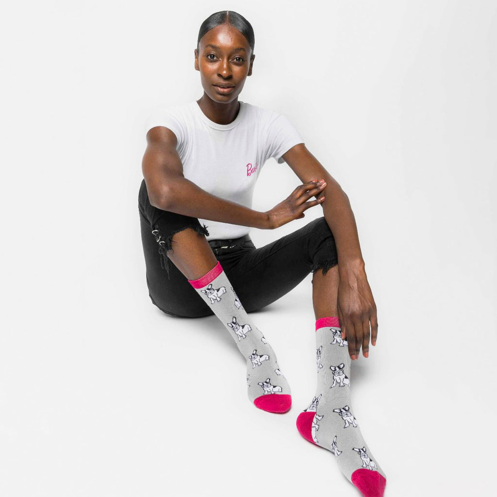 1 Pack Ladies Novelty Dusky Pink Fox Terrier Bamboo Socks