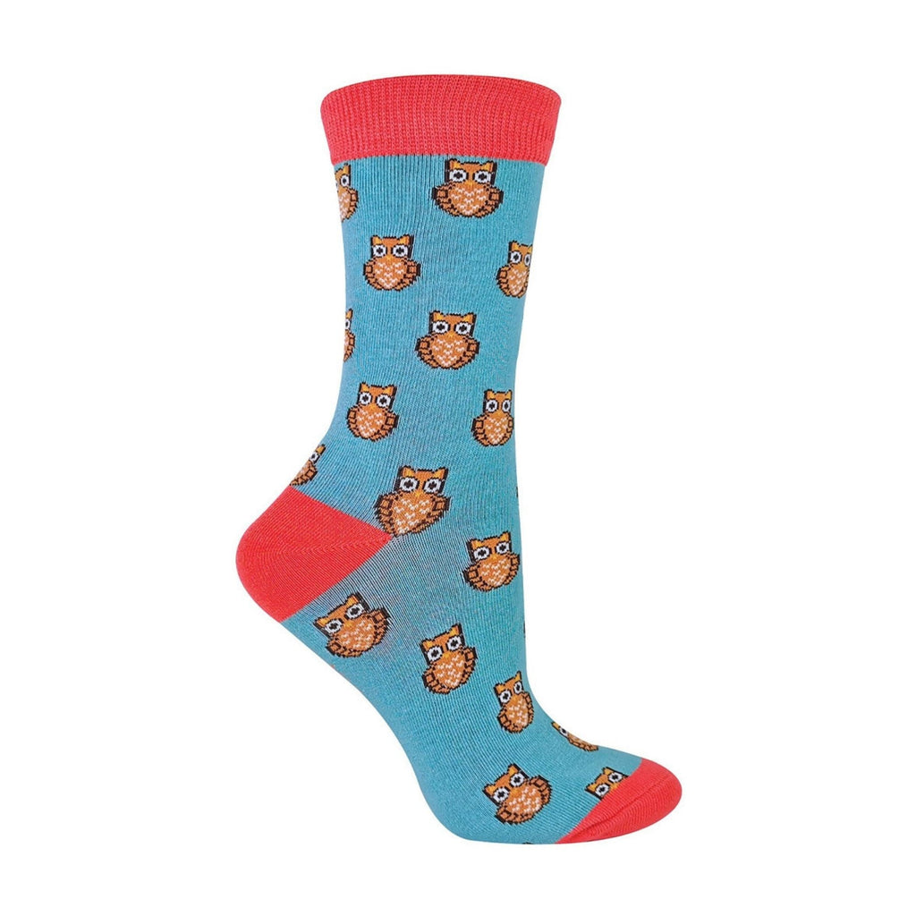 1 Pack Ladies Novelty Green Owl Bamboo Socks
