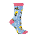 1 Pack Ladies Novelty Powder Blue Bee Hive Bamboo Socks