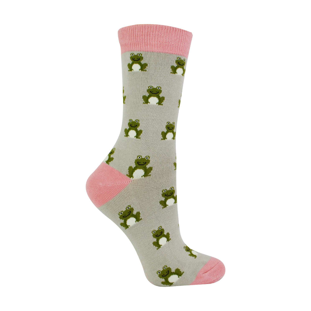 1 Pack Ladies Novelty Silver Frog Bamboo Socks