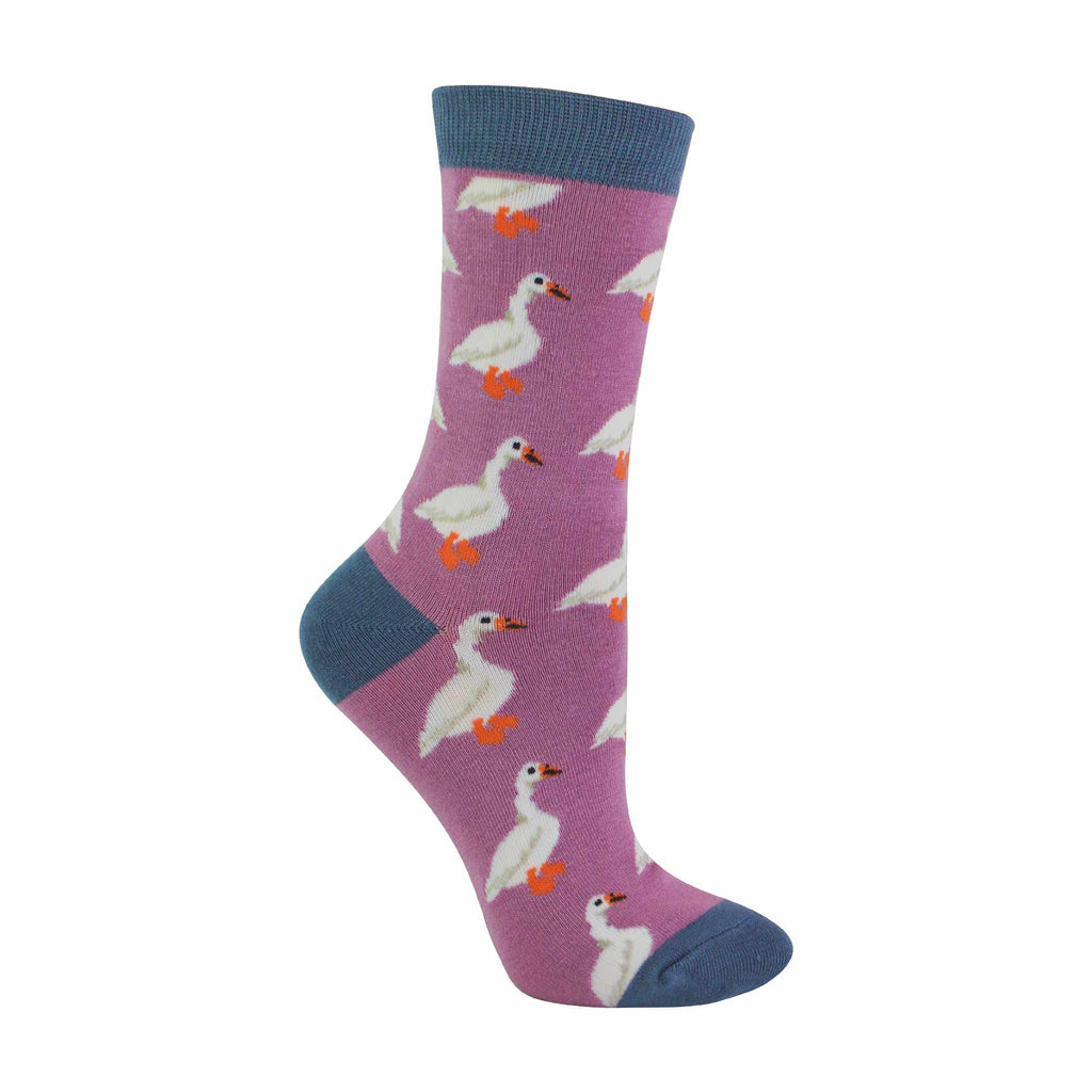 1 Pack Ladies Novelty White Duck Bamboo Socks