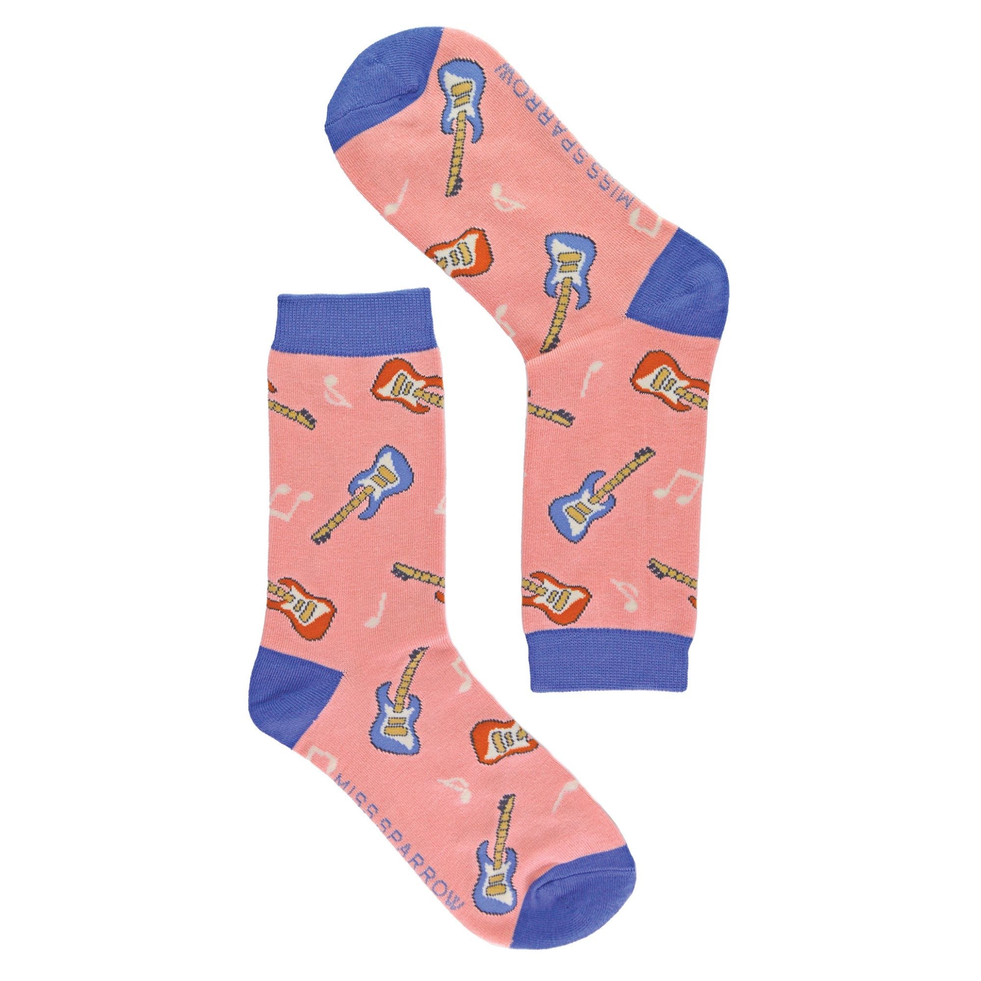 1 Pack Ladies Novelty Dusky Pink Guitar Bamboo Socks
