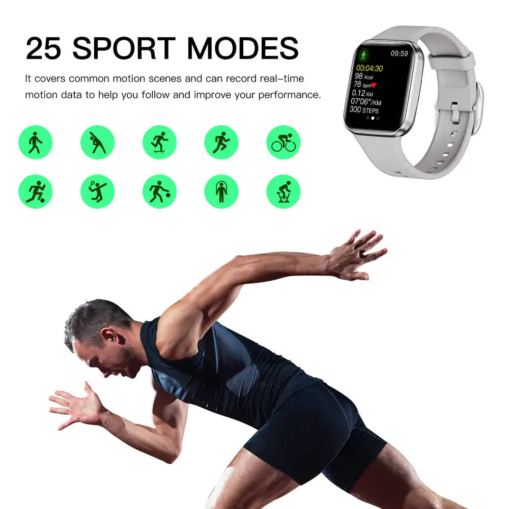 Waterproof Smart Fitness Watch – Heart Rate, Step, and Sleep Tracker (Unisex)