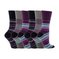 6 Pack Ladies Patterned Cotton Non Elastic Socks