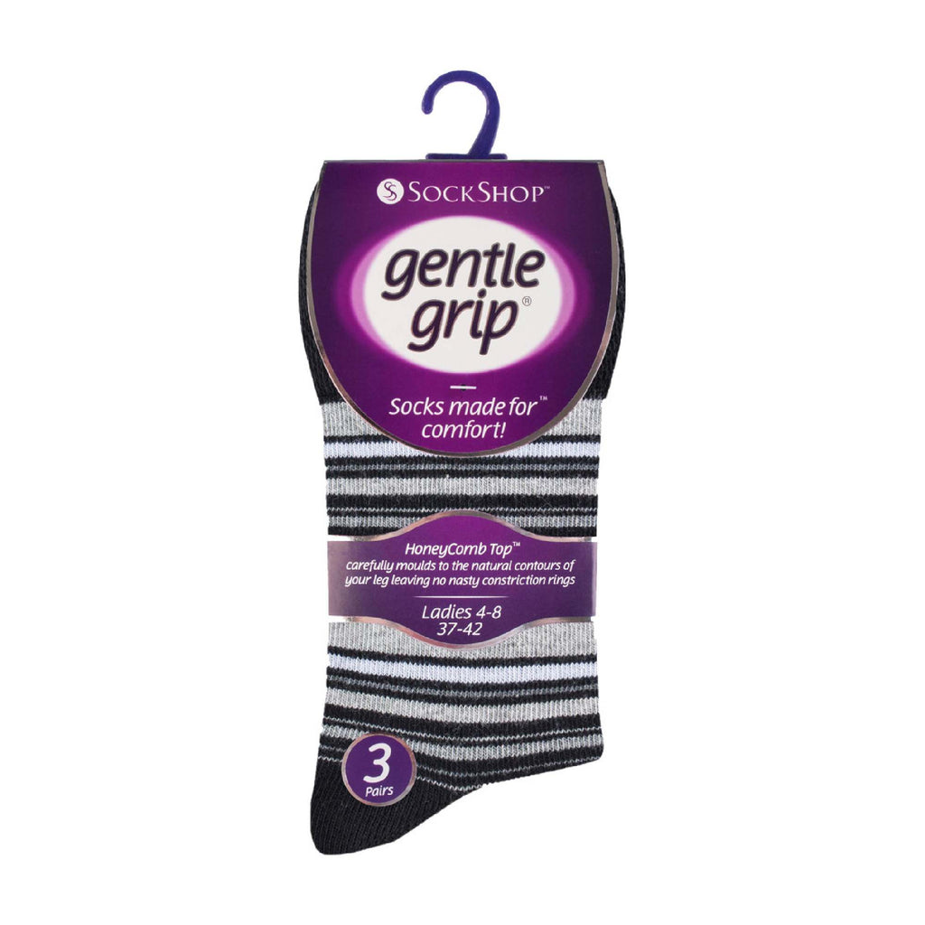 6 Pack Ladies Patterned Non Elastic Cotton Socks