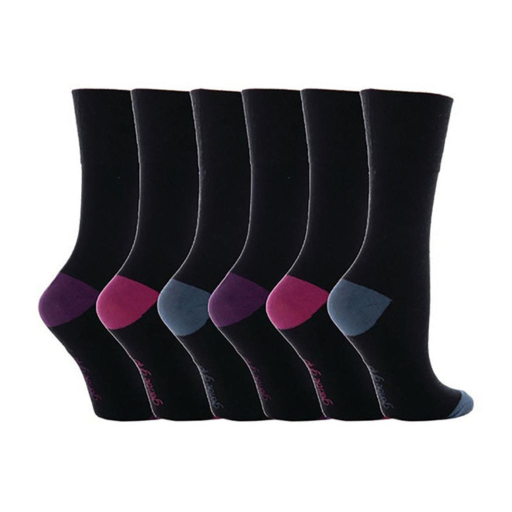 6 Pack Ladies Patterned Cotton Non Elastic Socks