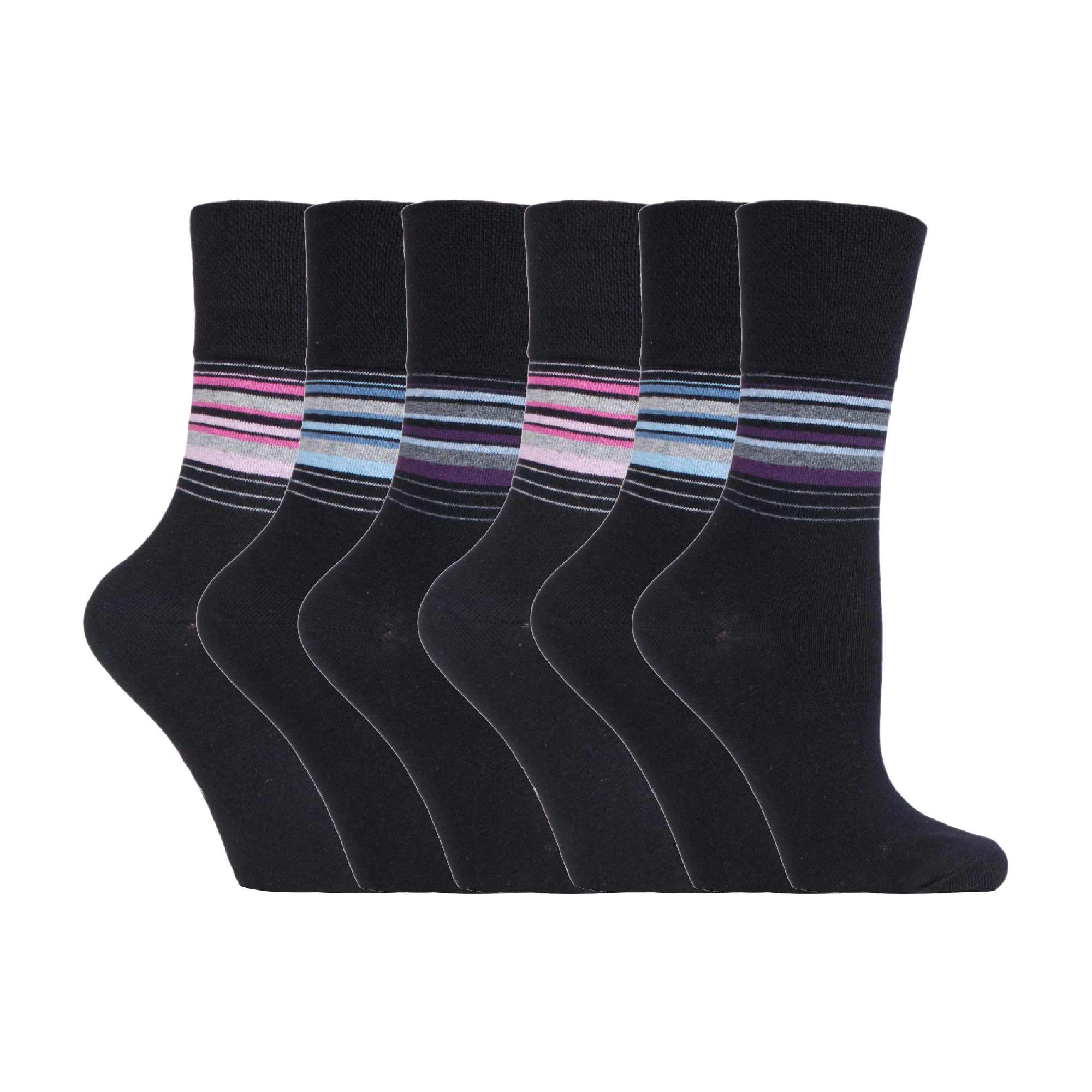 6 Pack Ladies Non Elastic Novelty Design Socks