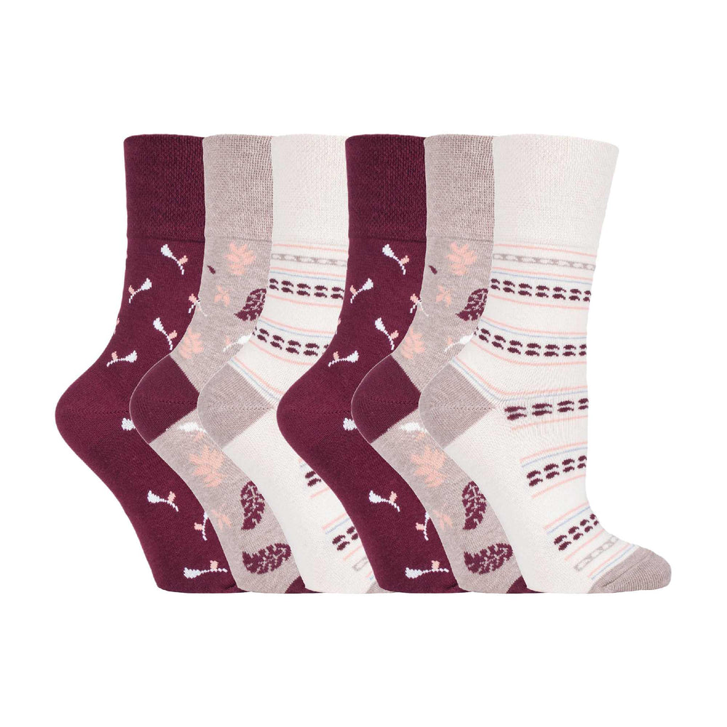 6 Pack Ladies Non Elastic Novelty Design Socks