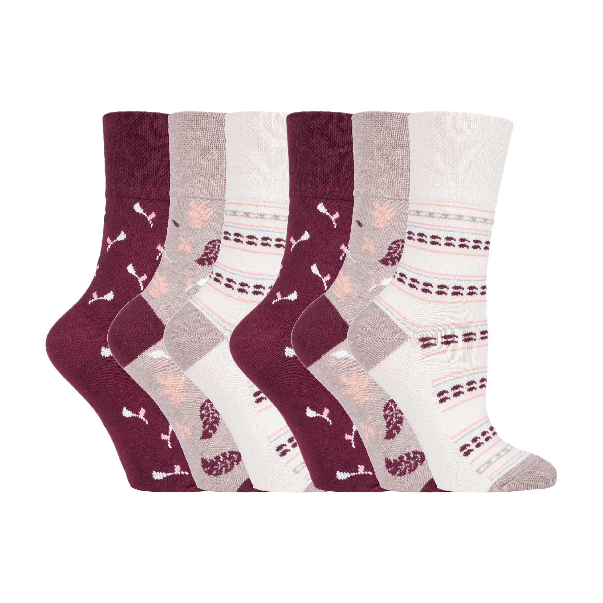 6 Pack Ladies Non Elastic Novelty Design Socks