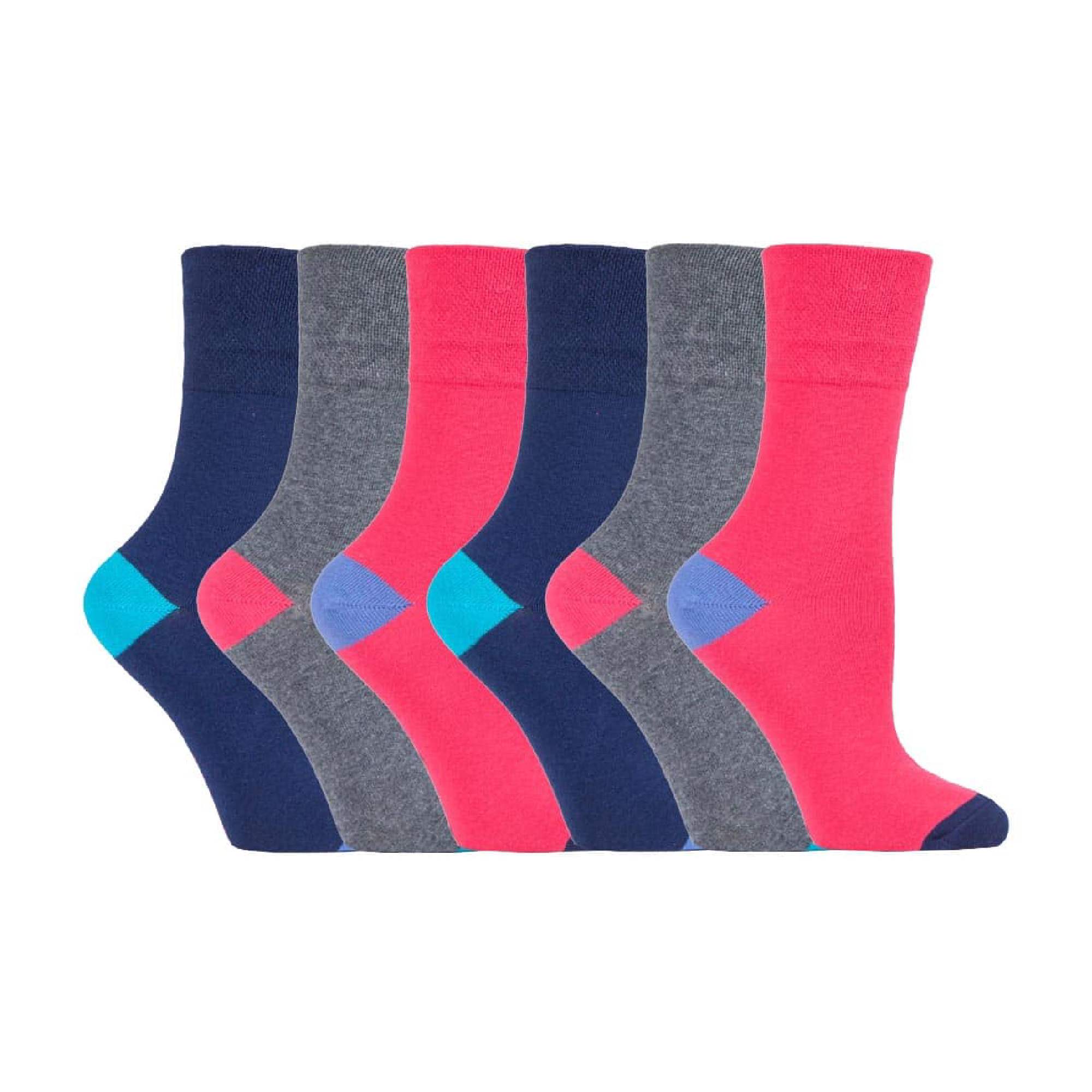 6 Pack Ladies Patterned Cotton Non Elastic Socks