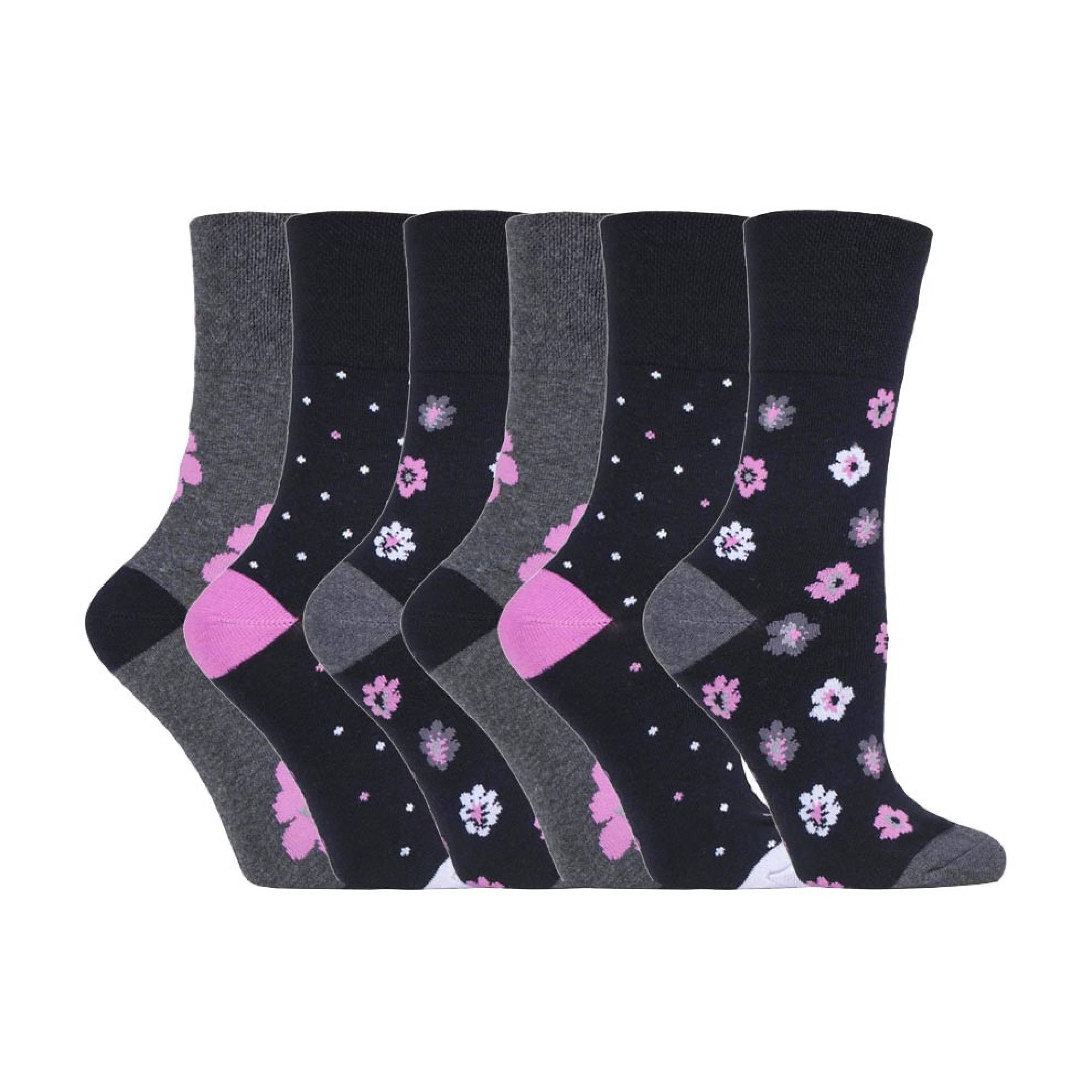 6 Pack Ladies Non Elastic Novelty Design Socks