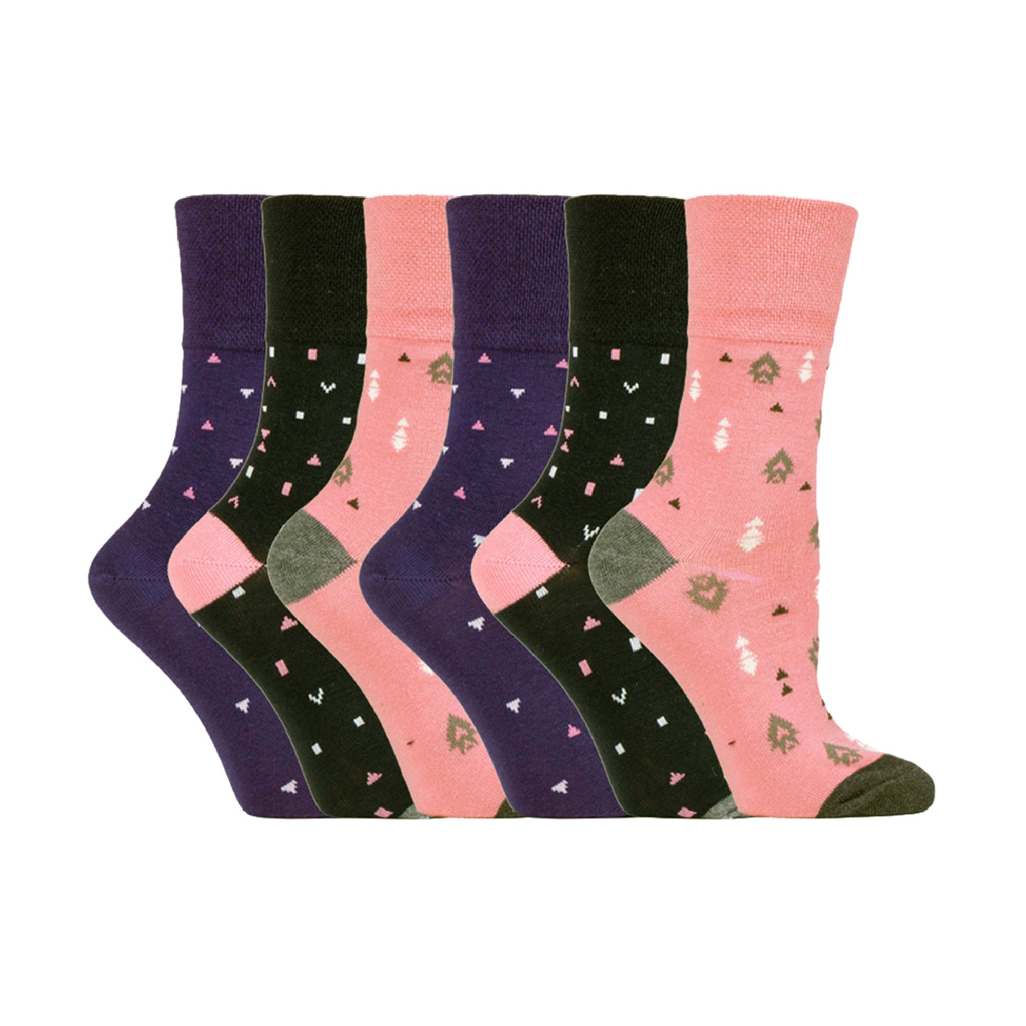 6 Pack Ladies Non Elastic Novelty Design Socks