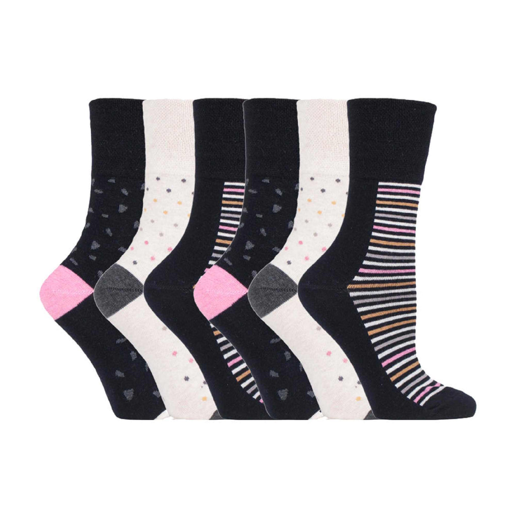 6 Pack Ladies Non Elastic Novelty Design Socks