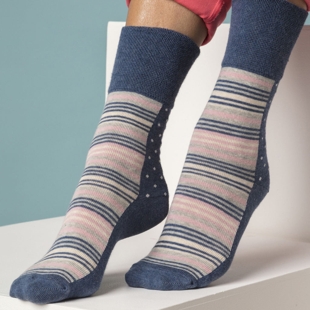 6 Pack Ladies Non Elastic Novelty Design Socks