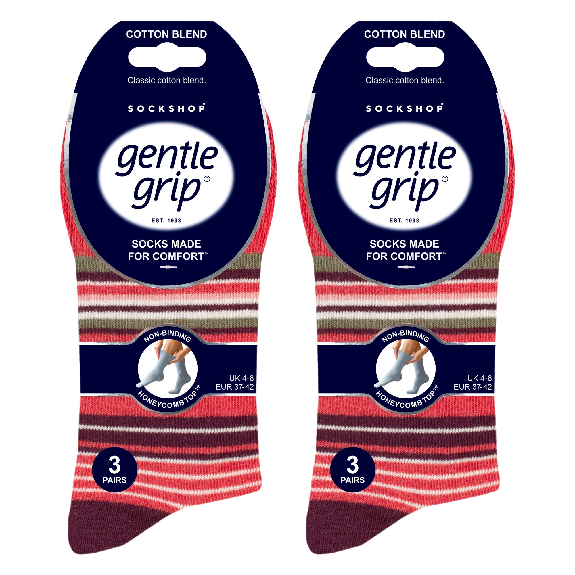 6 Pack Ladies Patterned Cotton Non Elastic Socks