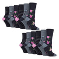 12 Pairs Ladies Cotton Socks | Patterned Soft Non-Binding Everyday Socks