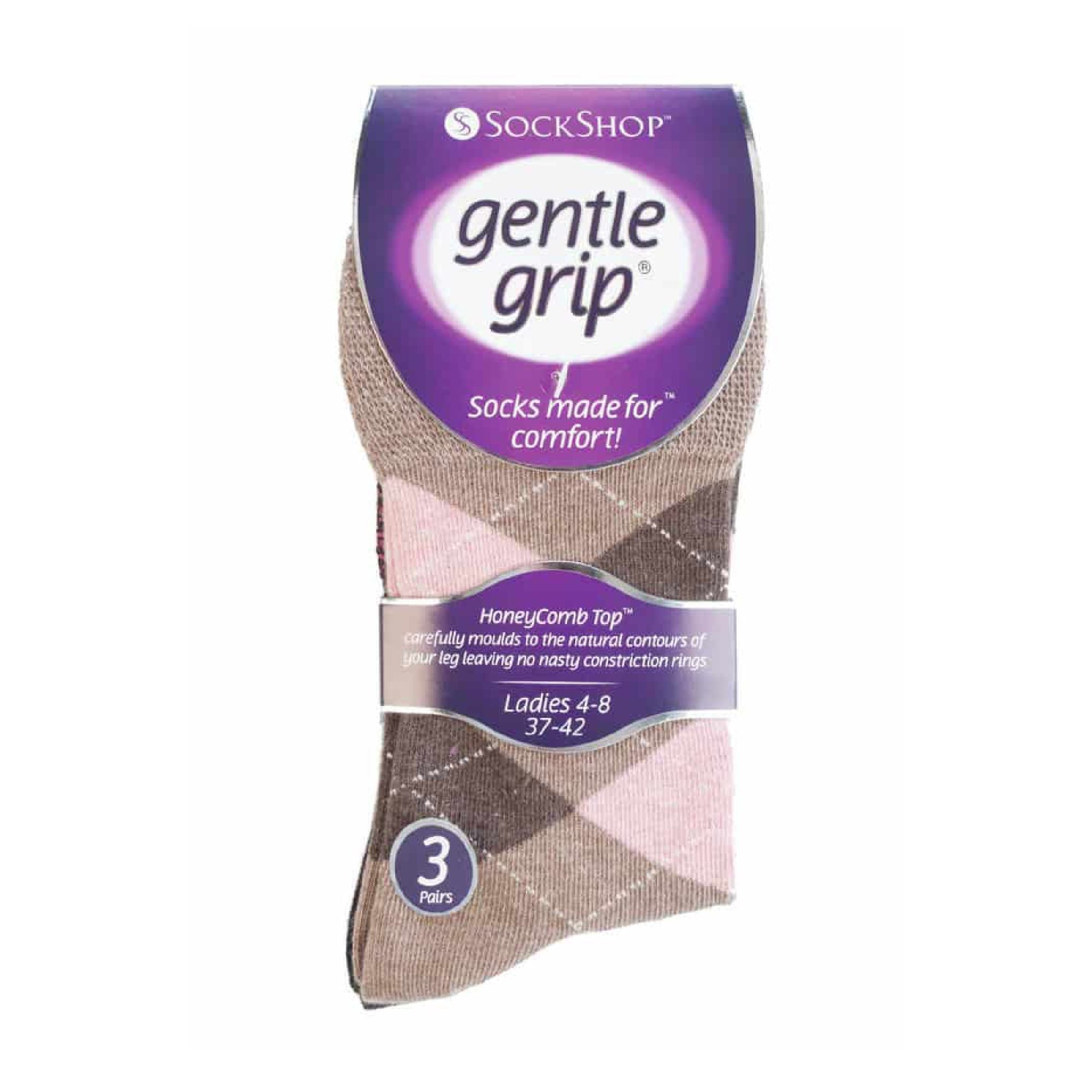 6 Pack Ladies Non Elastic Argyle Patterned Cotton Socks