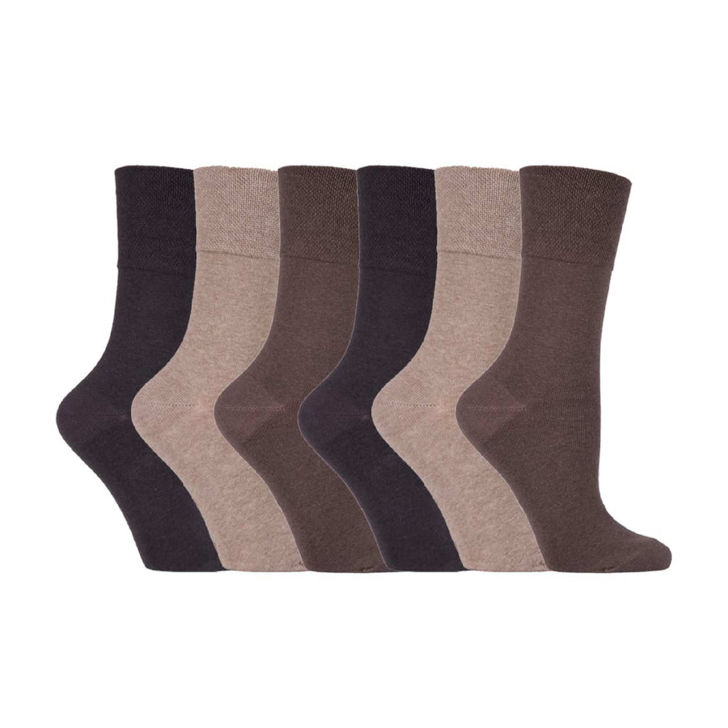 6 Pack Ladies Patterned Cotton Non Elastic Socks