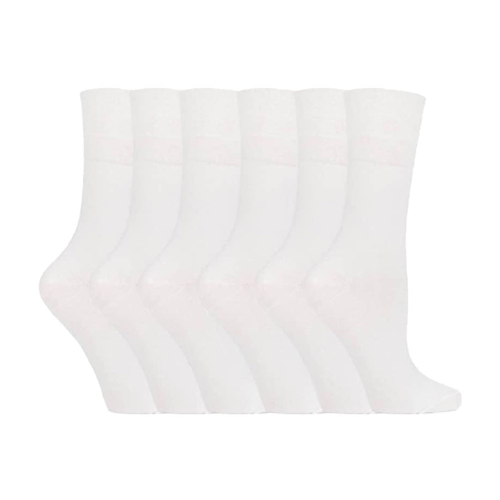 6 Pack Ladies Non Elastic Plain Coloured Cotton Socks
