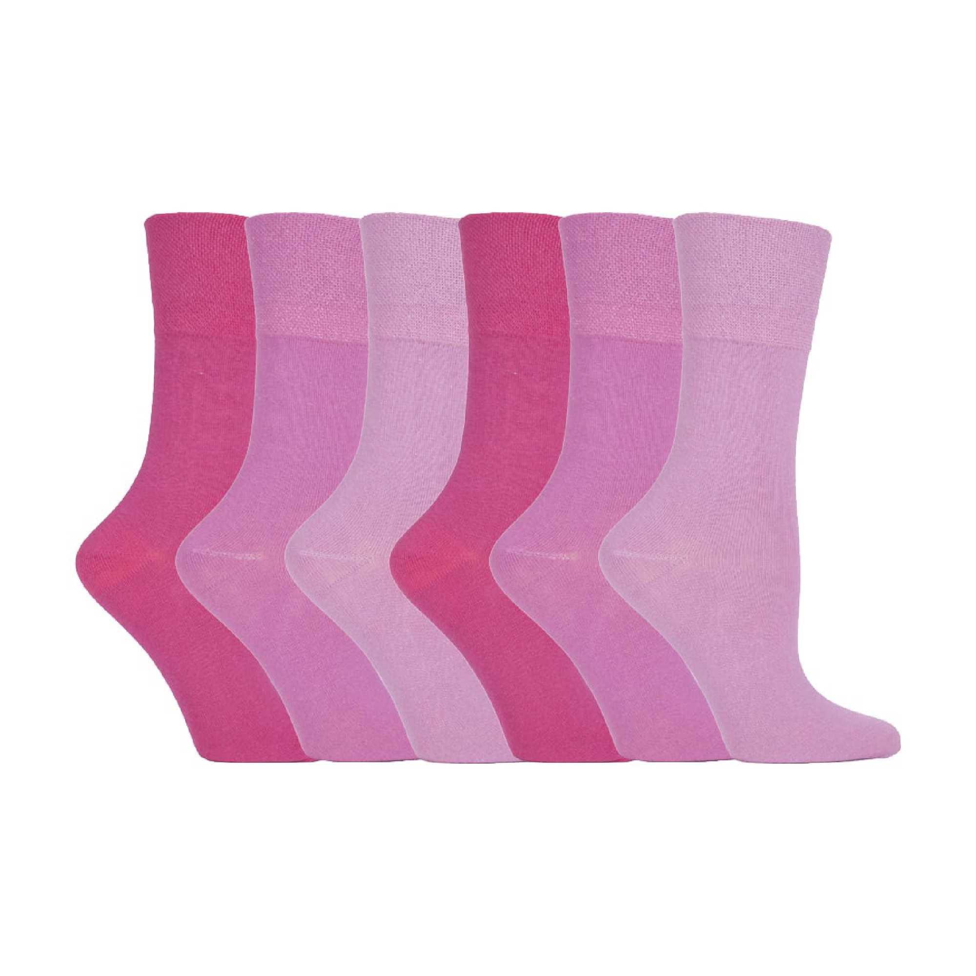 6 Pack Ladies Non Elastic Plain Coloured Cotton Socks