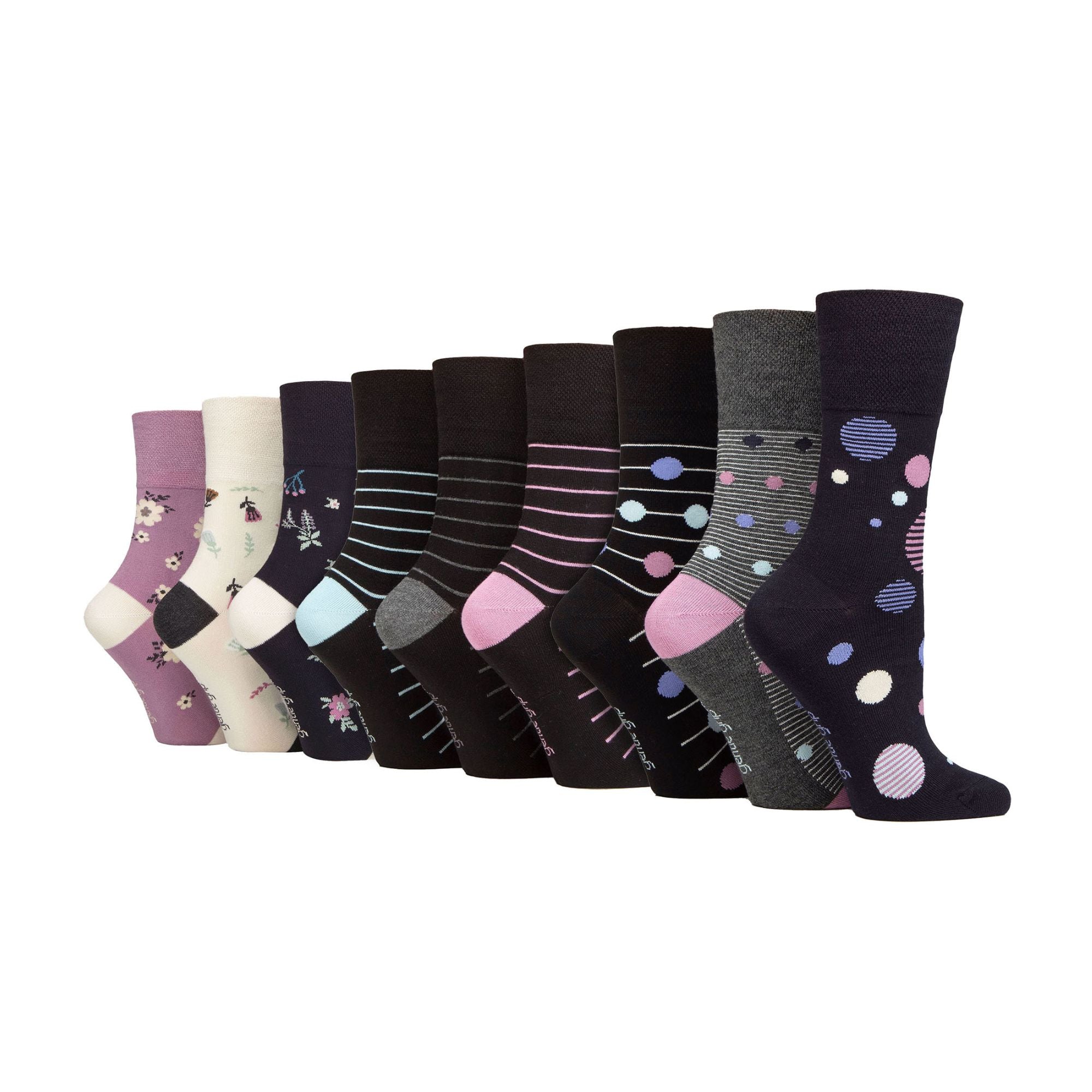9 Pack Ladies Soft Breathable Bamboo Non Elastic Dress Socks