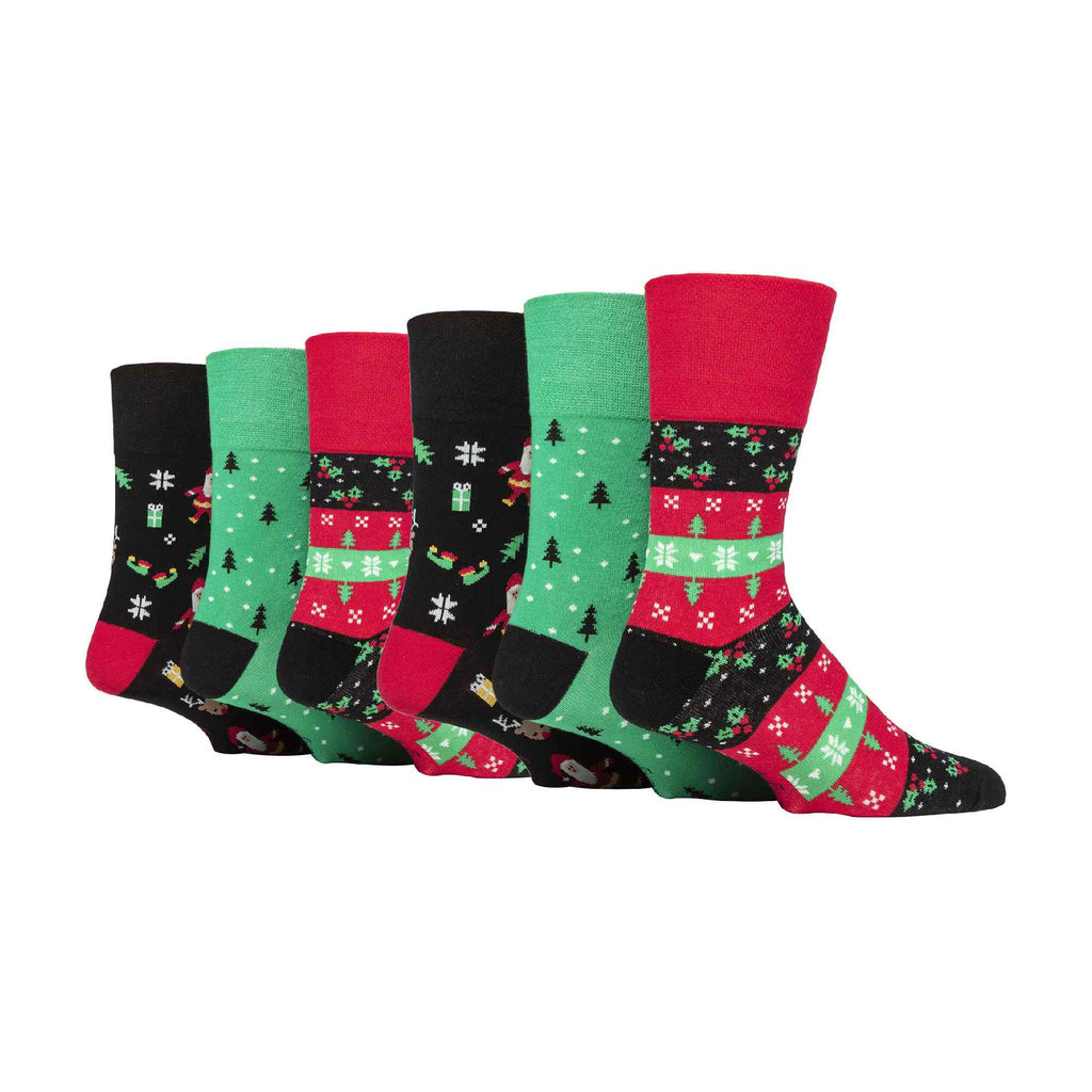 6 Pack Mens Non Elastic Novelty Christmas Socks