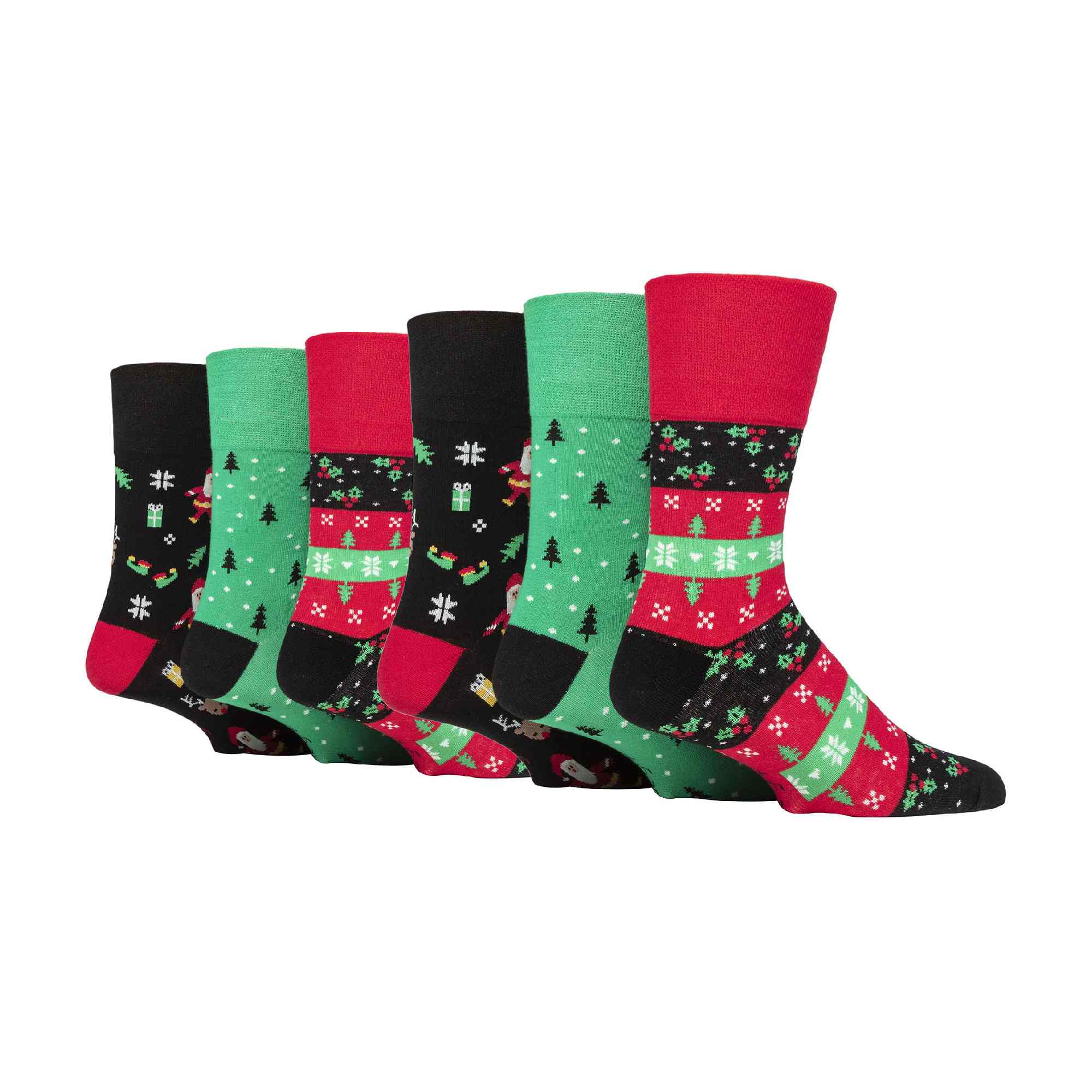 6 Pack Mens Non Elastic Novelty Christmas Socks