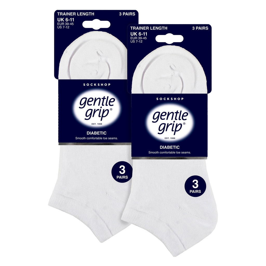 6 Pack Mens Diabetic Trainer Socks | Loose Top Wide Ankle Socks