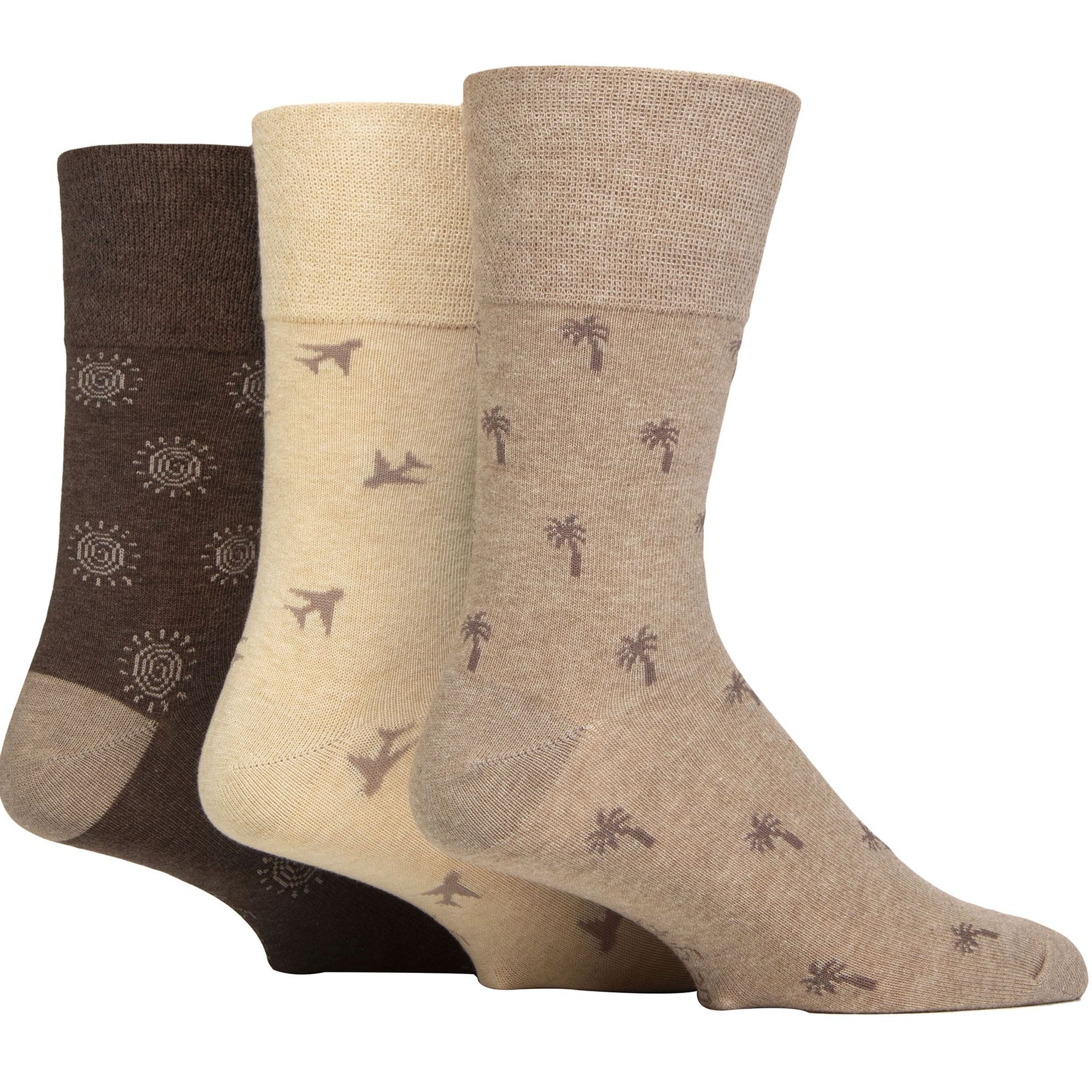 6 Pack Mens Non Elastic Loose Top Patterned Socks
