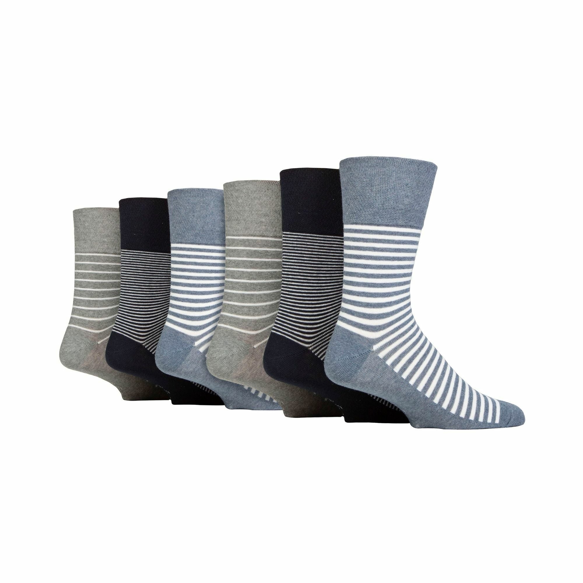 6 Pack Mens Non Elastic Loose Top Patterned Socks