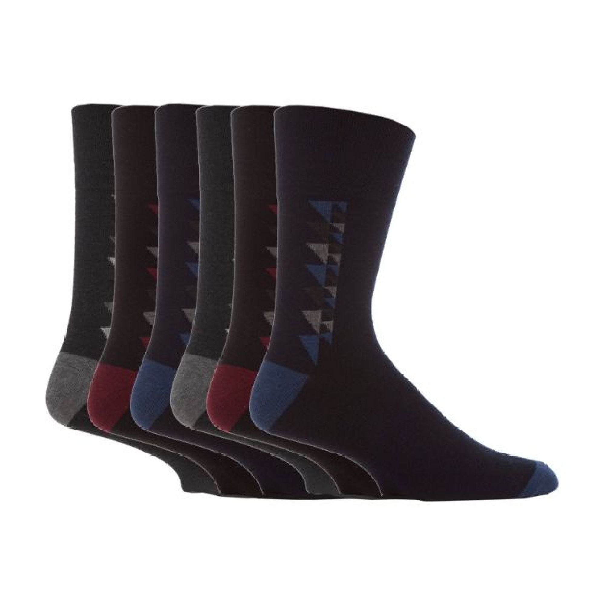 6 Pack Mens Non Elastic Patterned Bigfoot Cotton Socks 12-14 UK