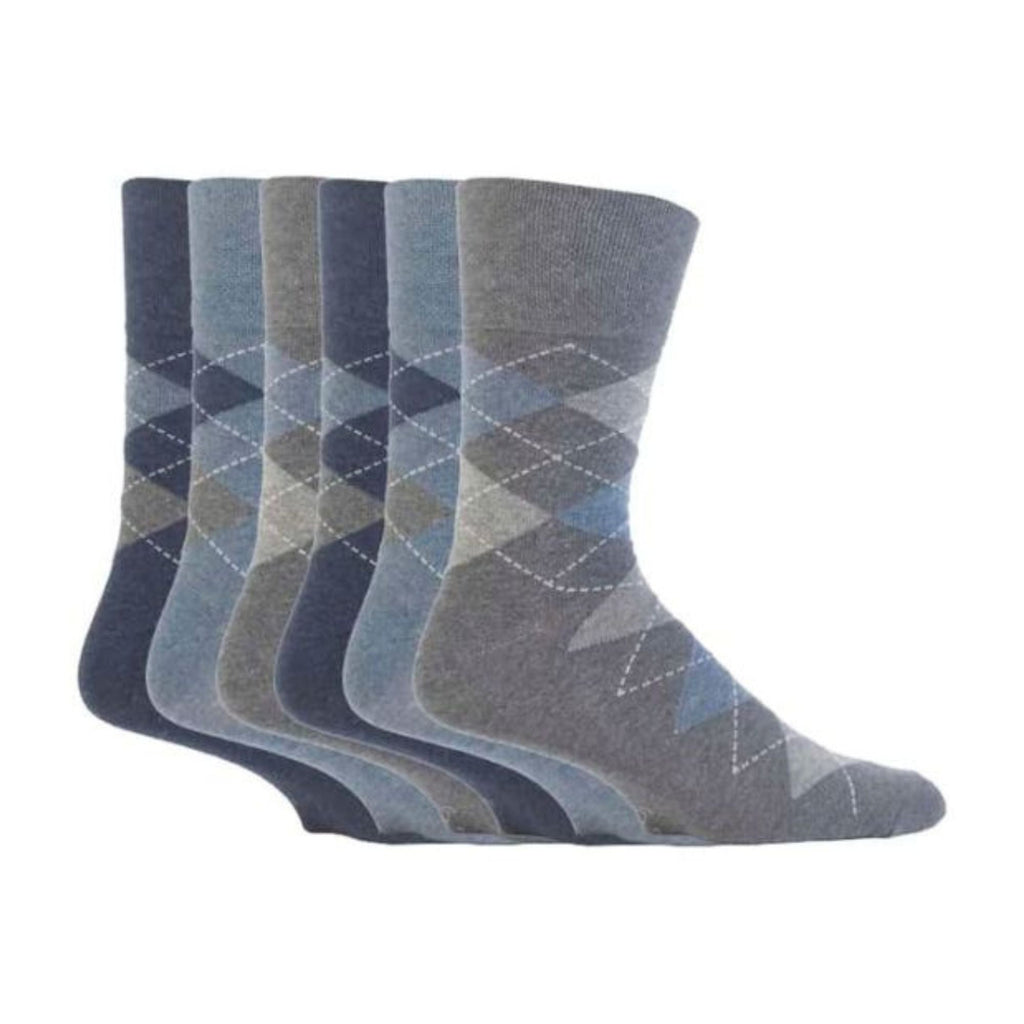 6 Pack Mens Non Elastic Argyle Cotton Socks