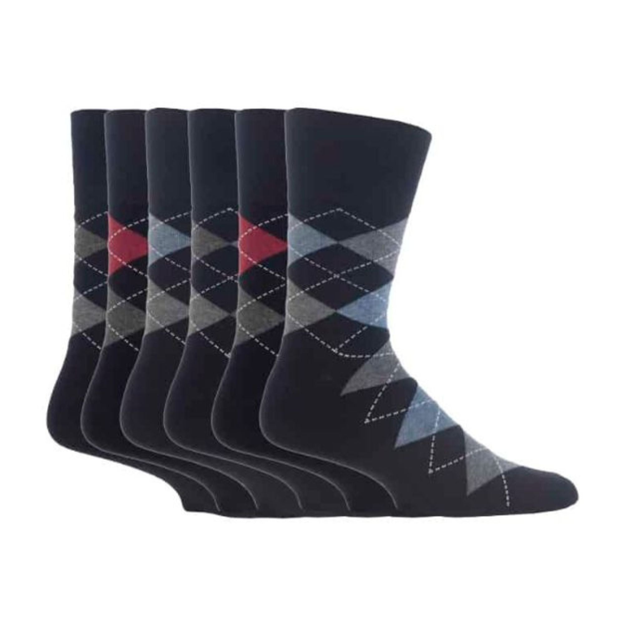 6 Pack Mens Non Elastic Patterned Bigfoot Cotton Socks 12-14 UK