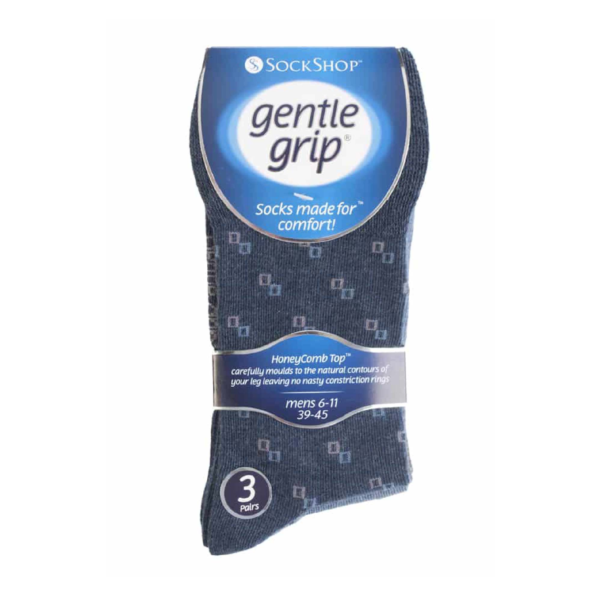 6 Pack Mens Non Elastic Square Patterned Cotton Socks for Poor Circulation