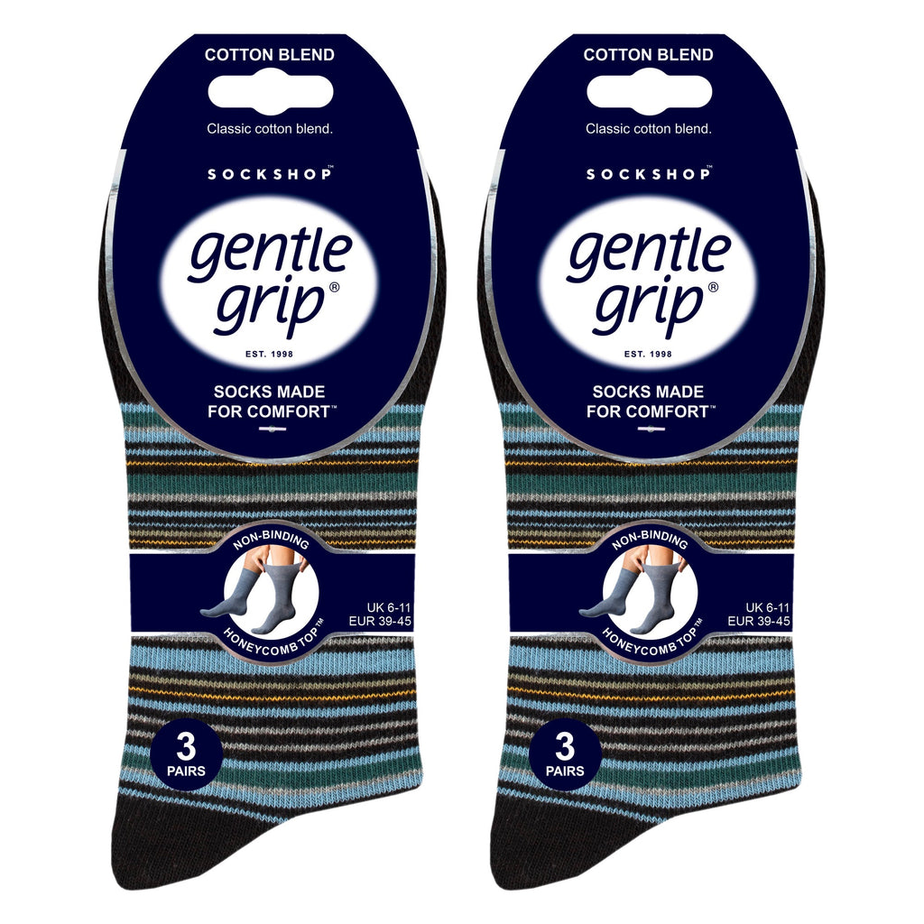 6 Pack Mens Non Elastic Loose Top Patterned Socks