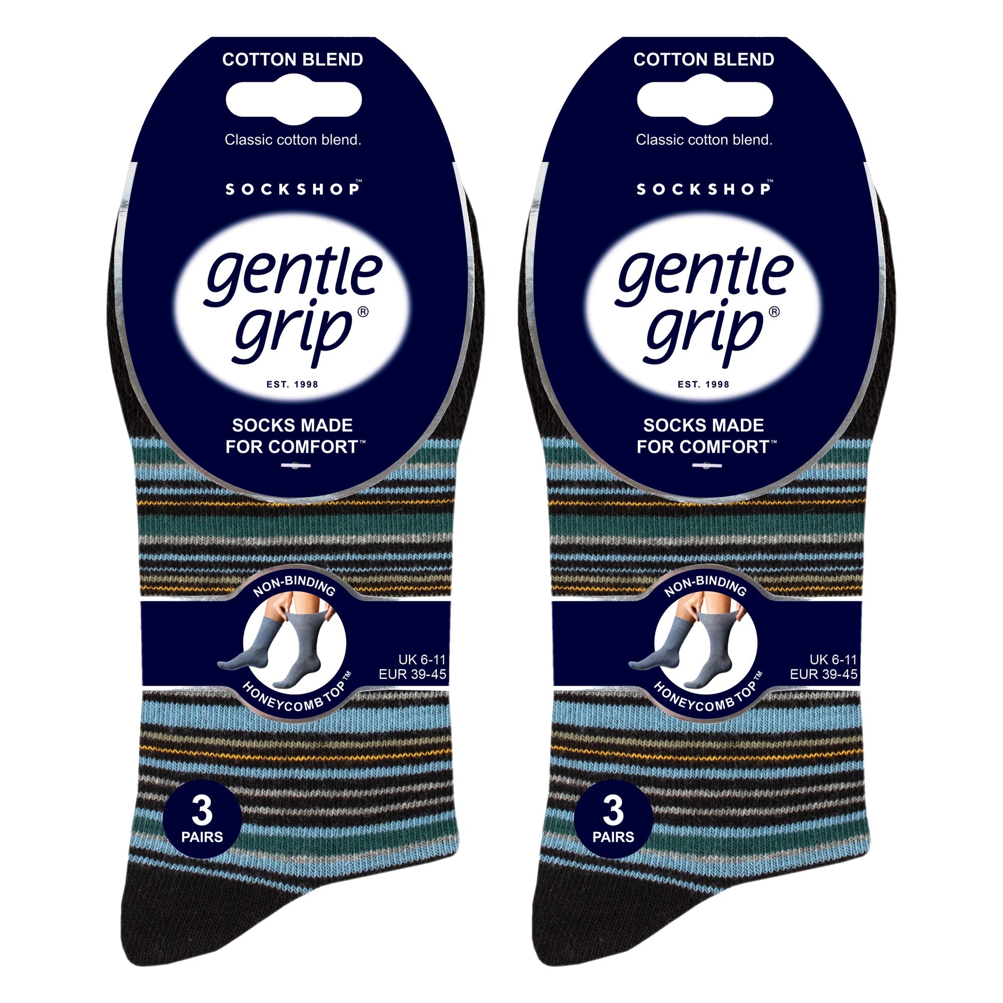 6 Pack Mens Non Elastic Loose Top Patterned Socks