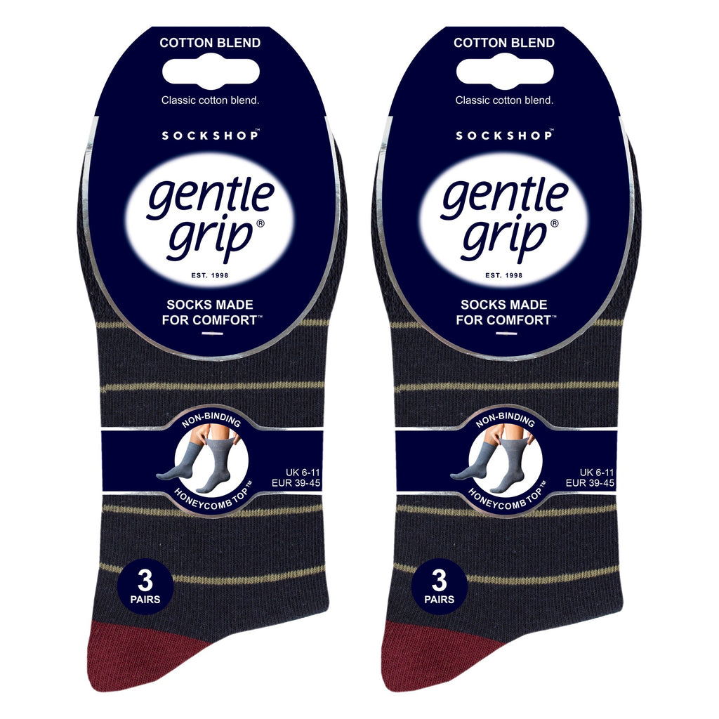 6 Pack Mens Non Elastic Loose Top Patterned Socks