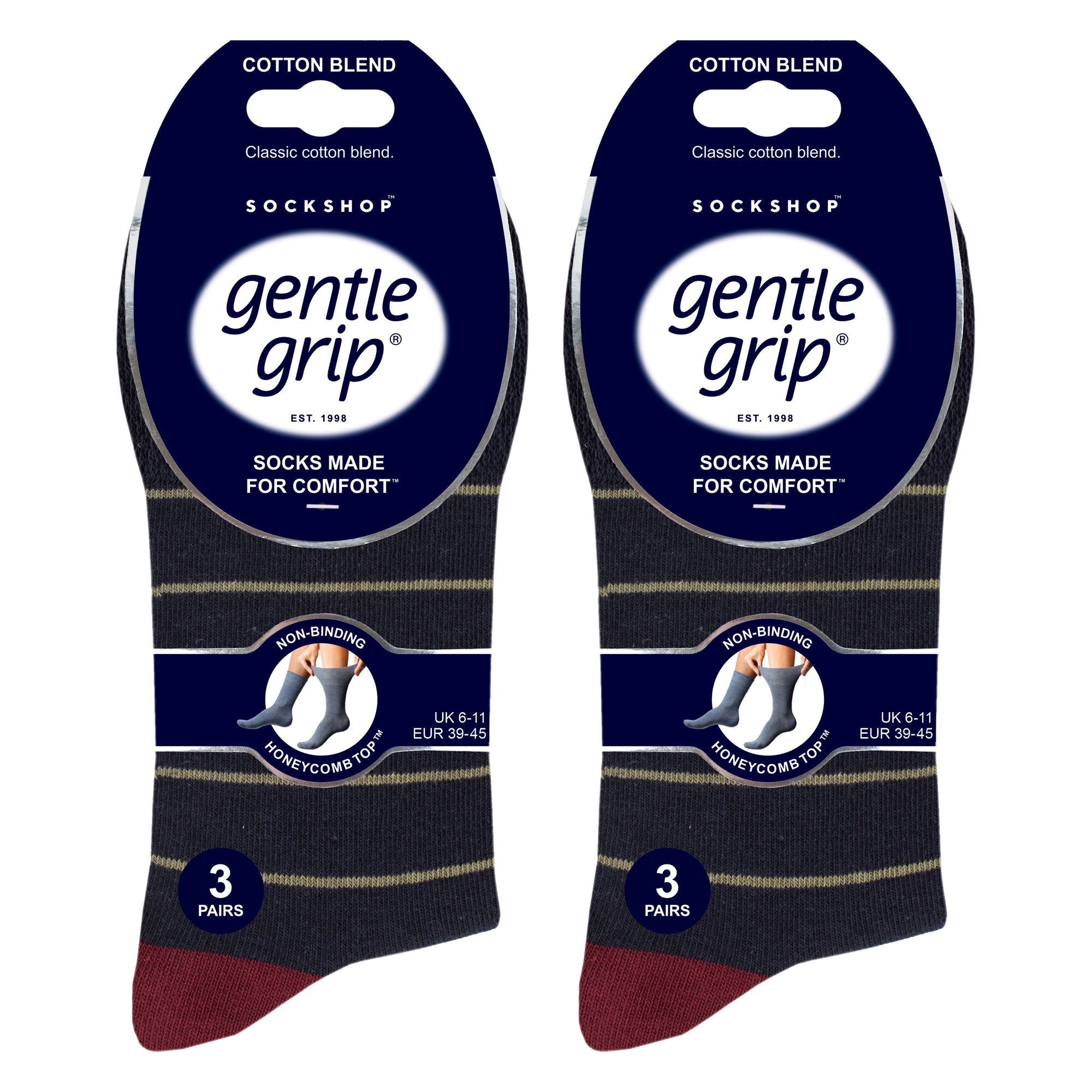 6 Pack Mens Non Elastic Loose Top Patterned Socks