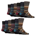 12 Pairs Mens Cotton Socks | Patterned Soft Non-Binding Everyday Socks