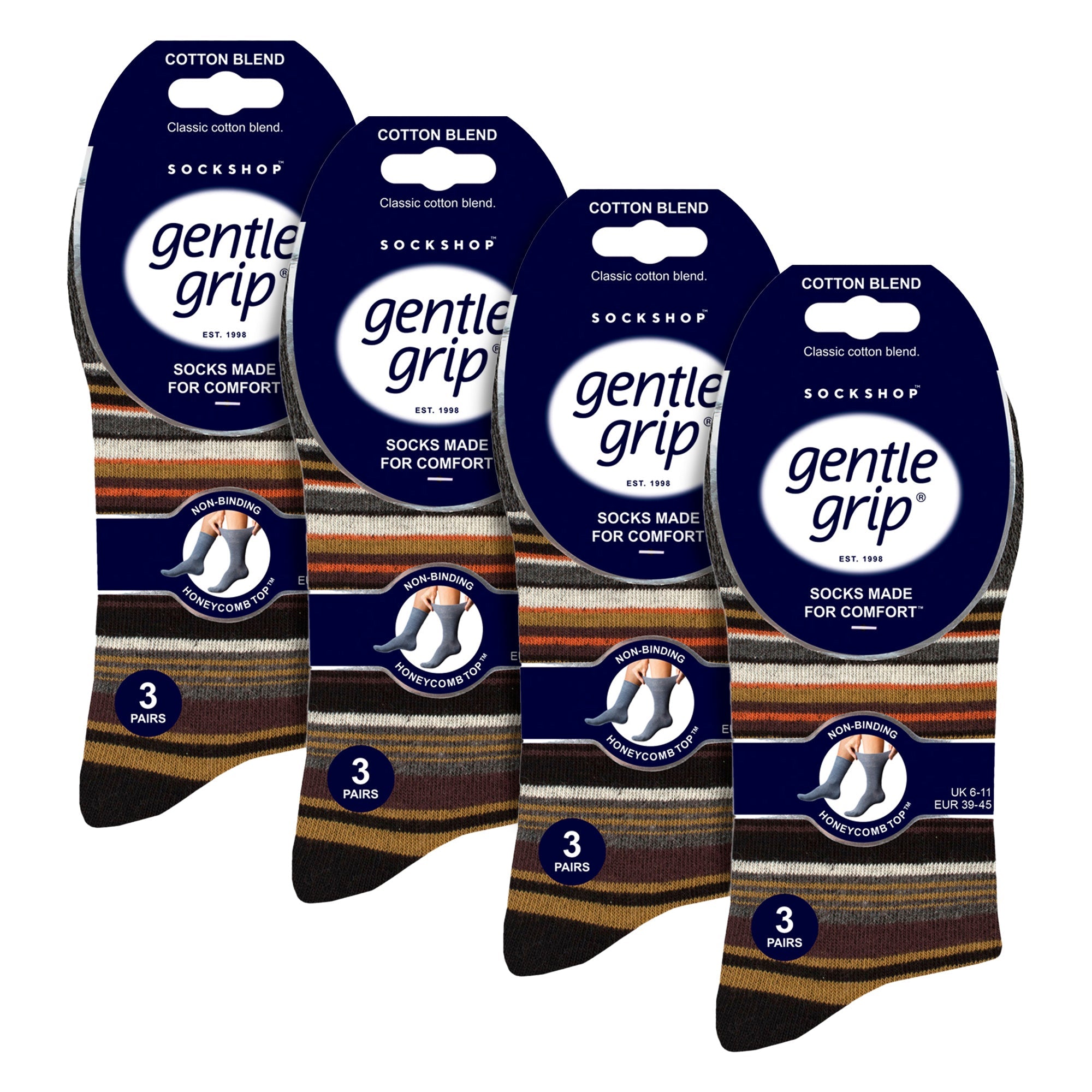 12 Pairs Mens Cotton Socks | Patterned Soft Non-Binding Everyday Socks