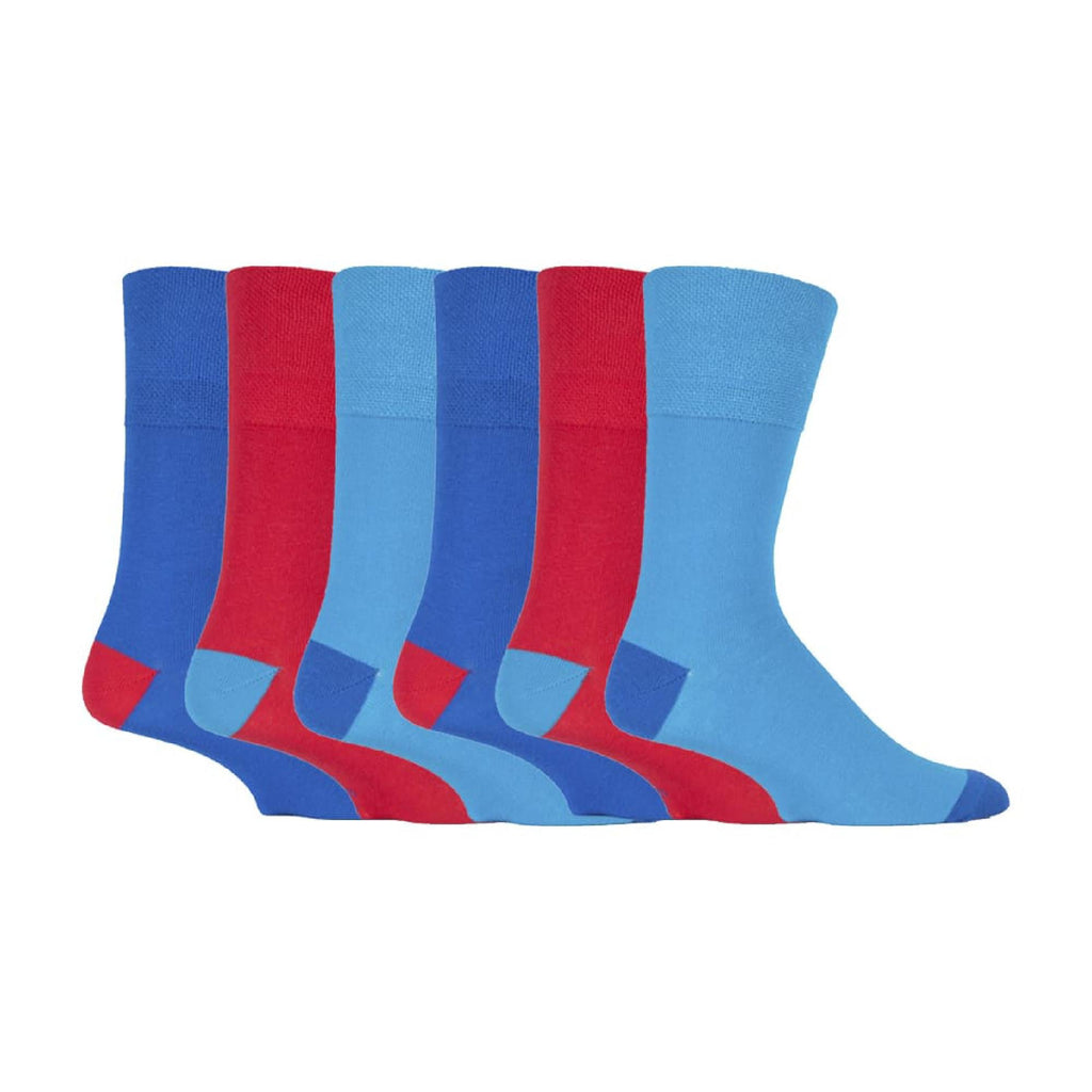 6 Pack Mens Bright Coloured Non Elastic Cotton Socks