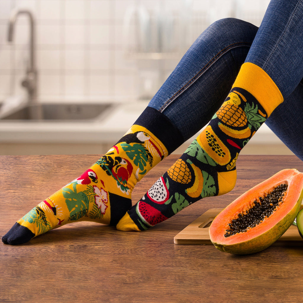 1 Pack Unisex Mismatched Novelty Odd Socks - Tropical