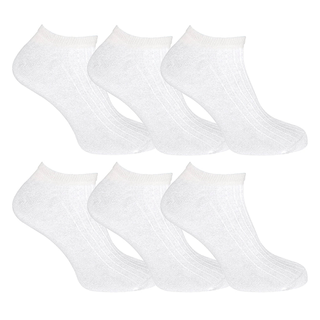 12 Pack Kids 100% Cotton Trainer Socks