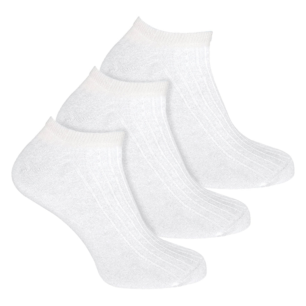 3 Pack Kids 100% Cotton Trainer Socks