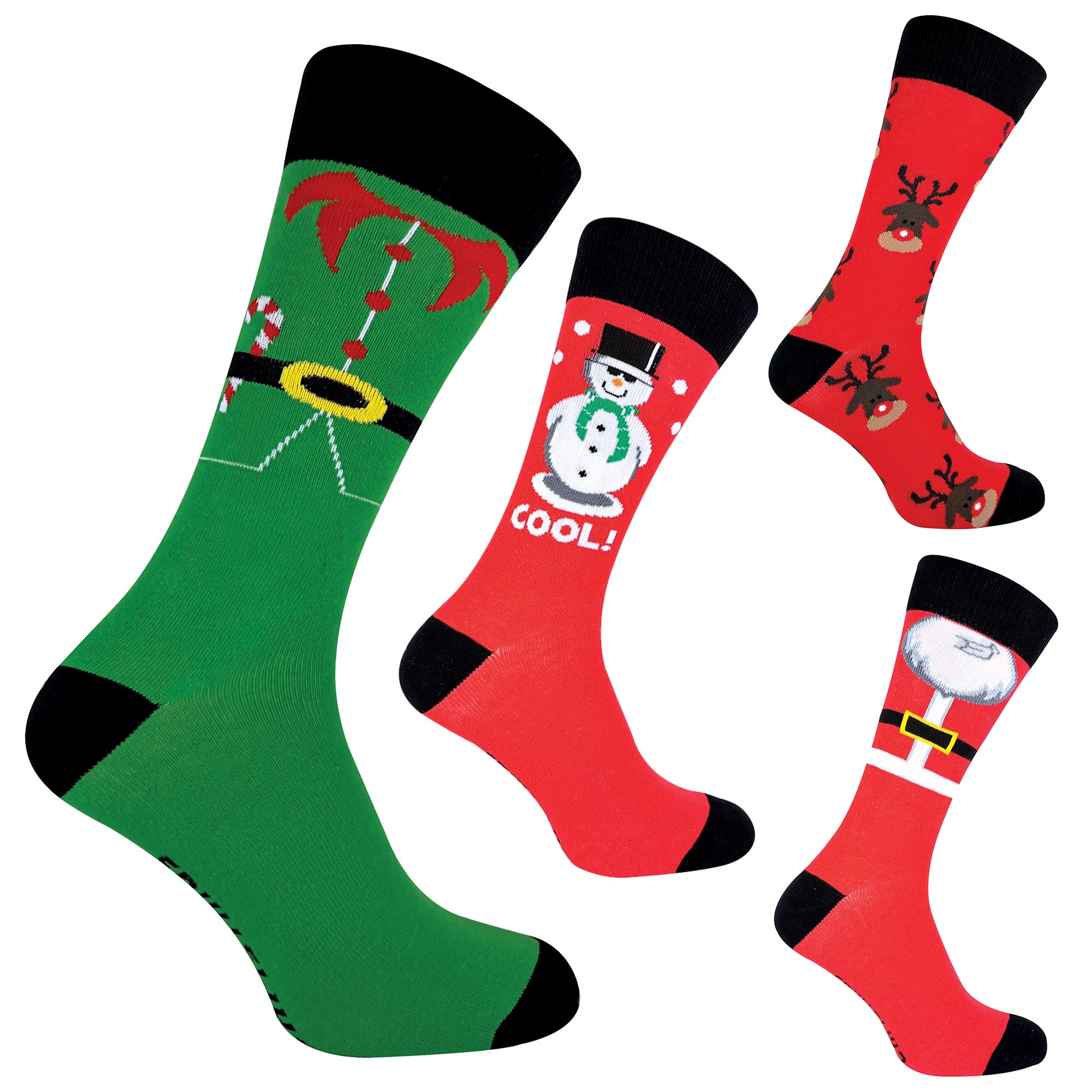 6 Pack Mens Cotton Rich Novelty Design Christmas Socks