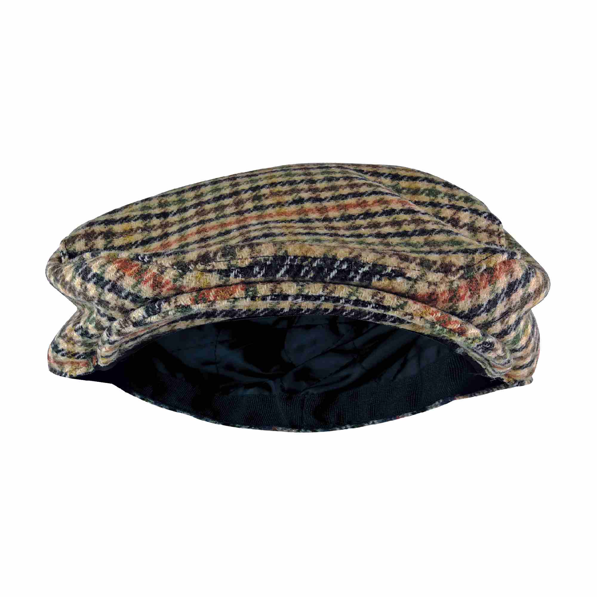 Mens Houndstooth Plaid Wool Blend Newsboy Flat Cap