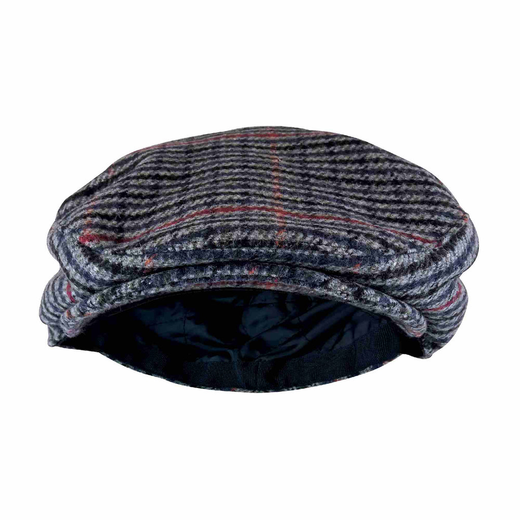 Mens Houndstooth Plaid Wool Blend Newsboy Flat Cap