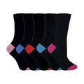 5 Pack Ladies Soft Top Cotton Rich Socks with Coloured Heel & Toe