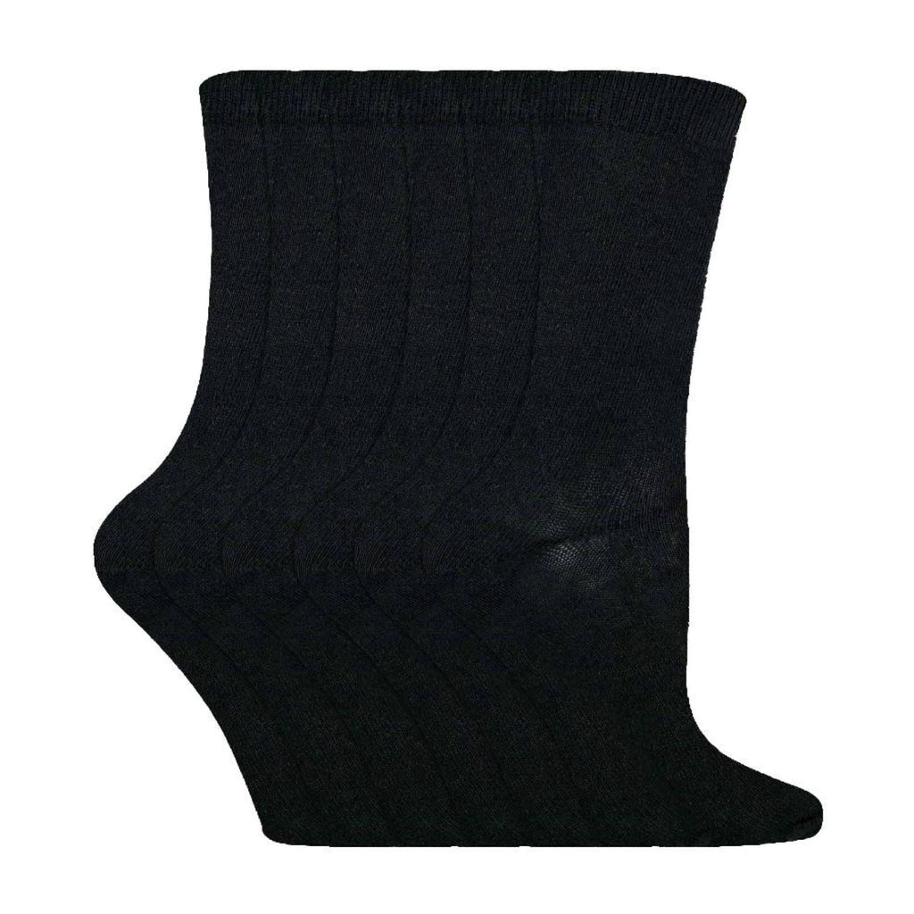 6 Pack Kids Plain Solid Coloured Cotton Socks
