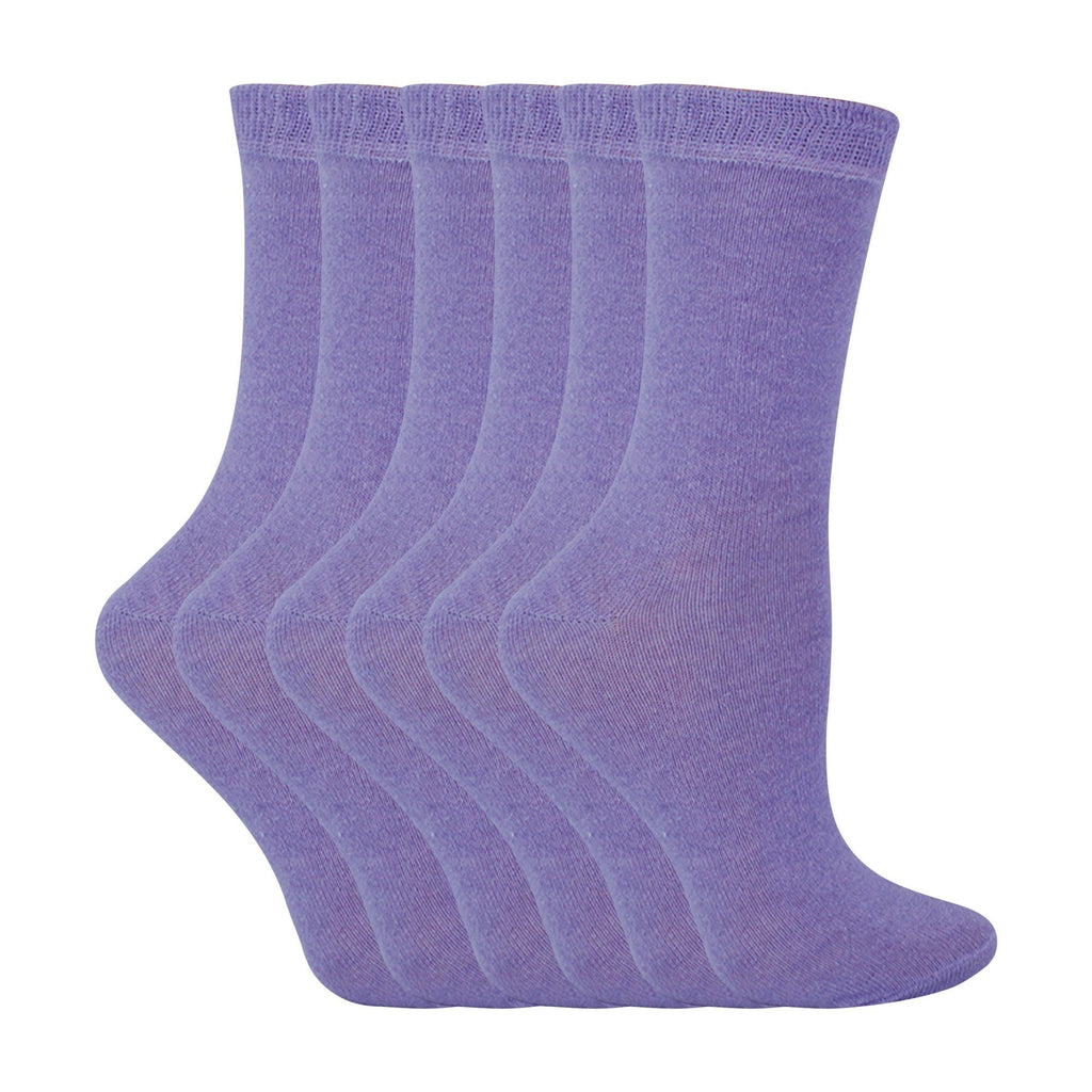 6 Pack Kids Plain Solid Coloured Cotton Socks